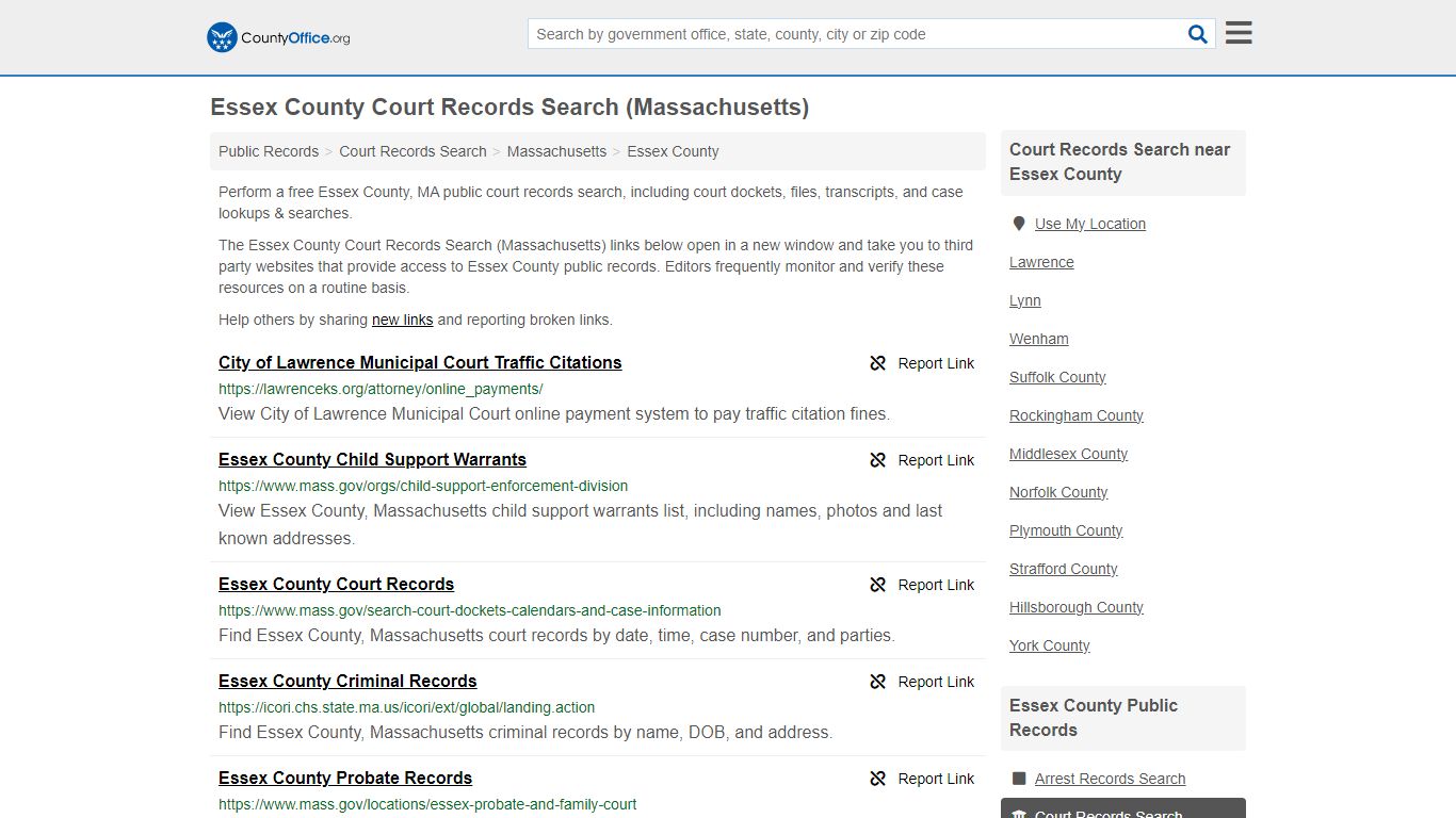 Essex County Court Records Search (Massachusetts)